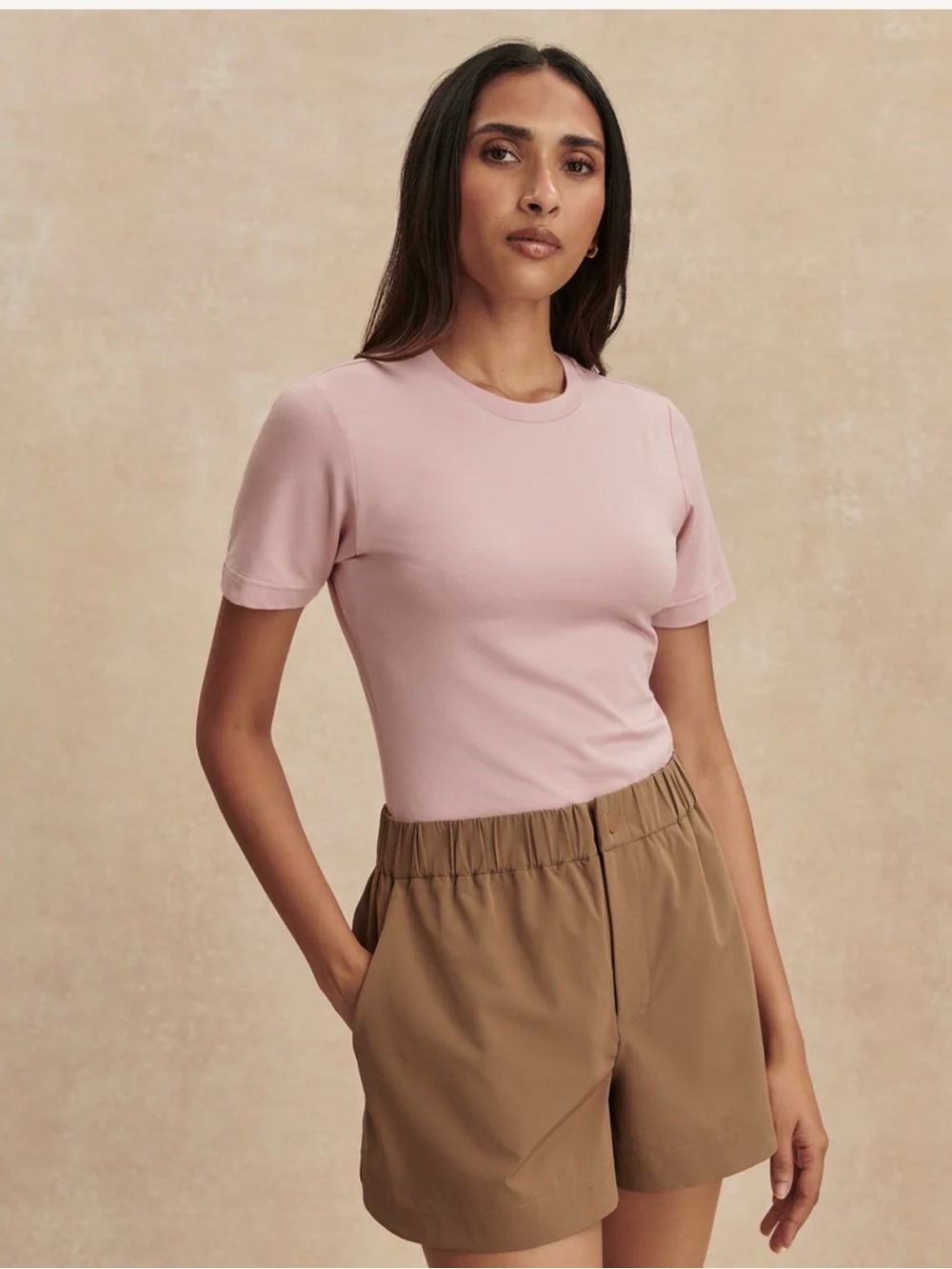 43. Varley Regina fitted Tee in Zephyr mauve